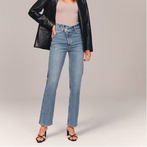 Ultra High Rise 90s Straight Jean Medium With Criss-Cross Waistband Curve Love